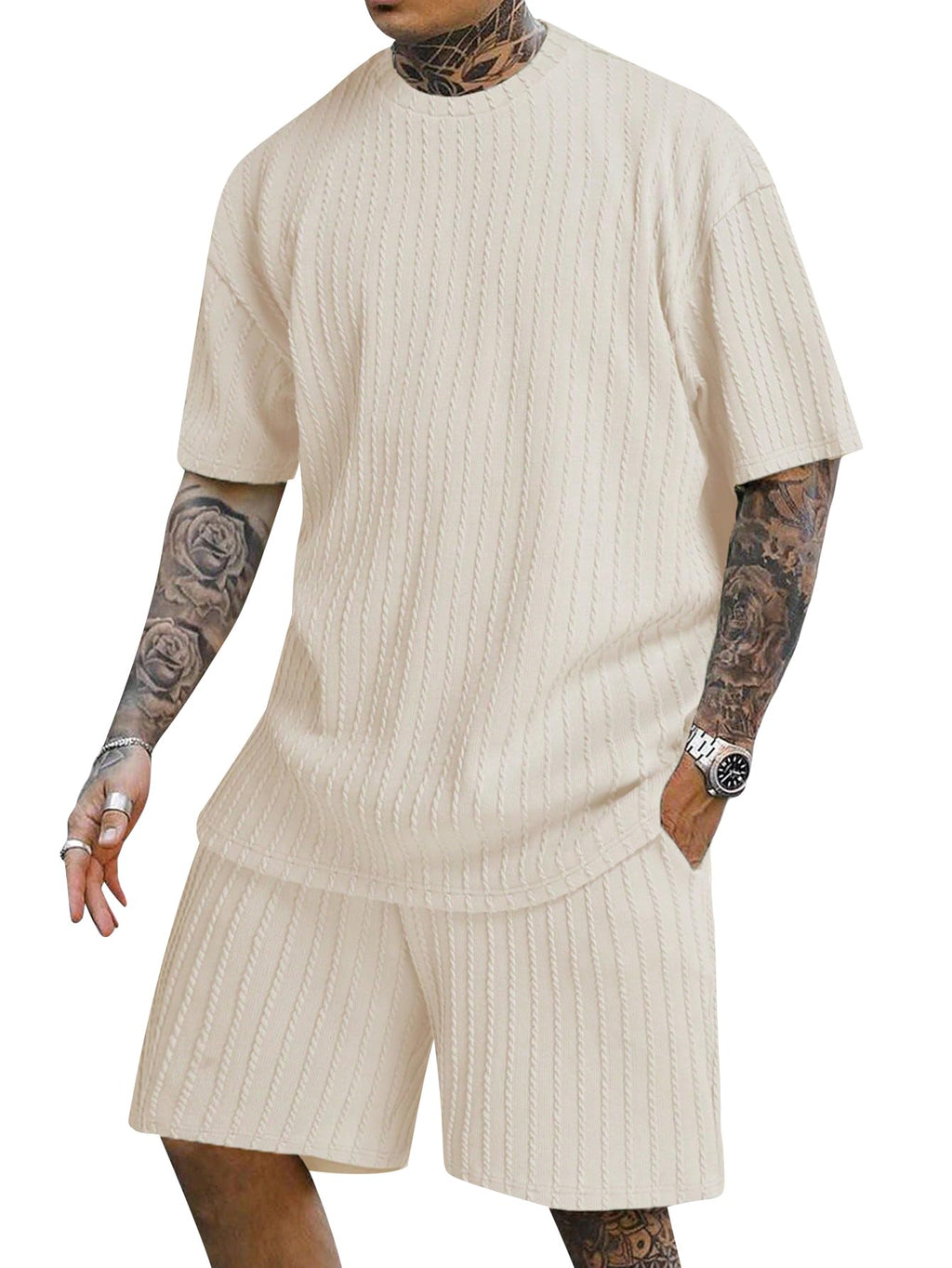 Mens 2 Piece Aspen Textured Knit Lounge Set
