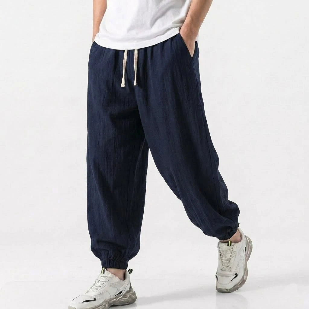 Men’s Cotton Linen Drawstring Jogger Pants