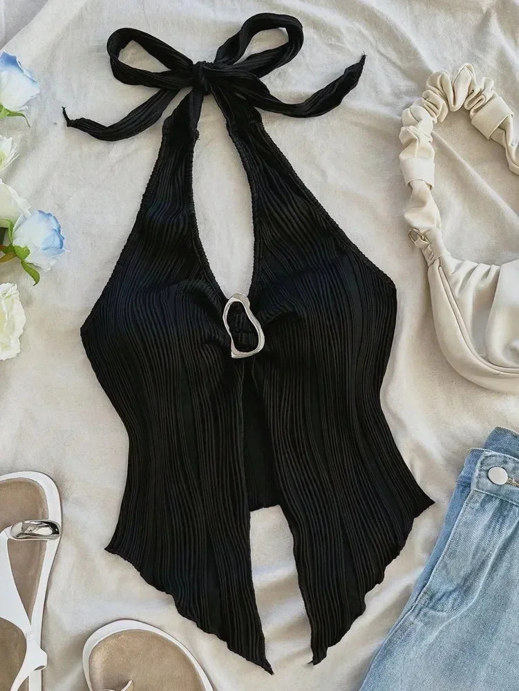 Women’s Sienna Ribbed Halter Crop Top
