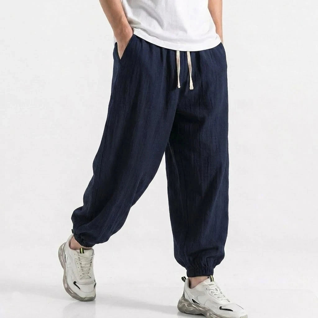 Men’s Cotton Linen Drawstring Jogger Pants