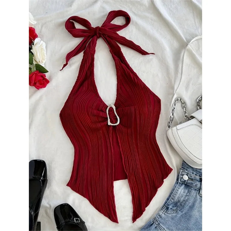 Women’s Sienna Ribbed Halter Crop Top