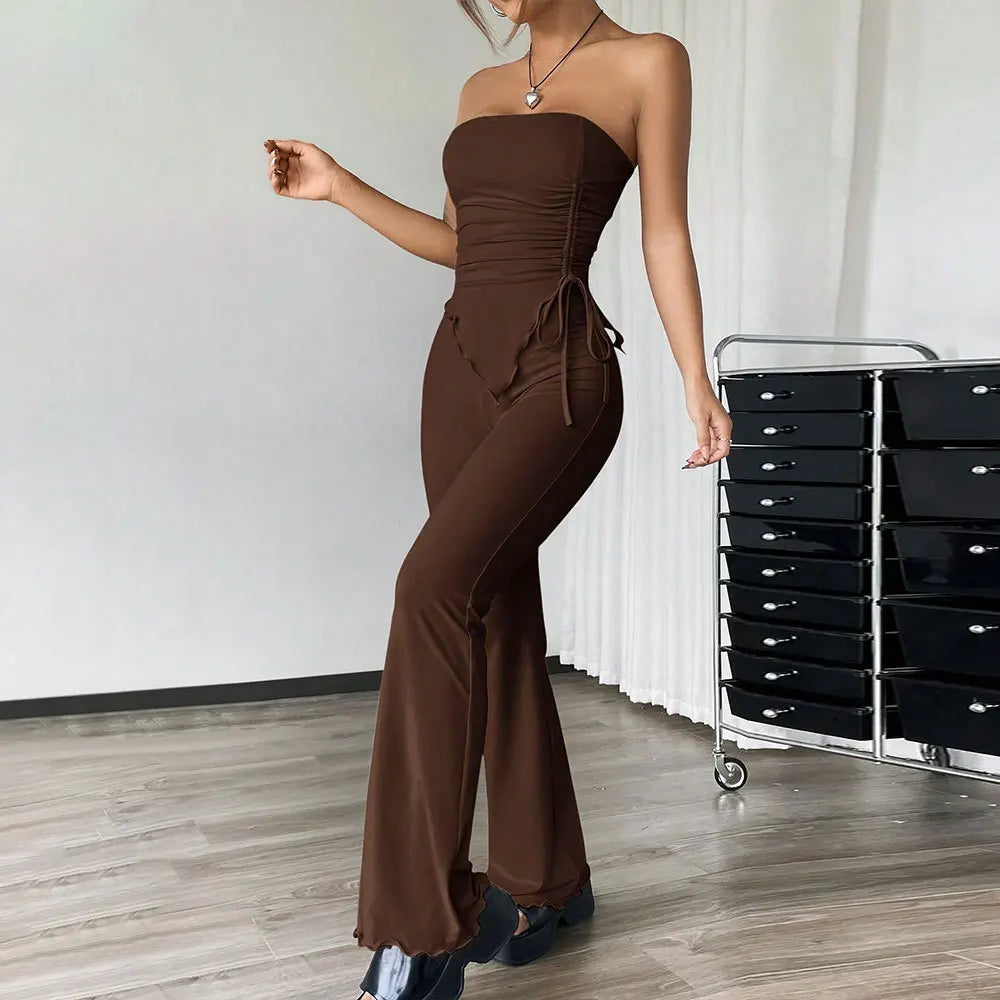Nova Luxe Strapless Wide-Leg Jumpsuit Set
