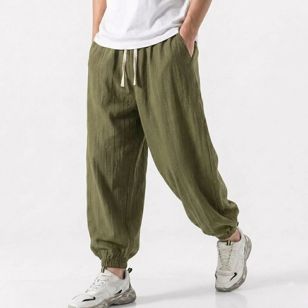 Men’s Cotton Linen Drawstring Jogger Pants