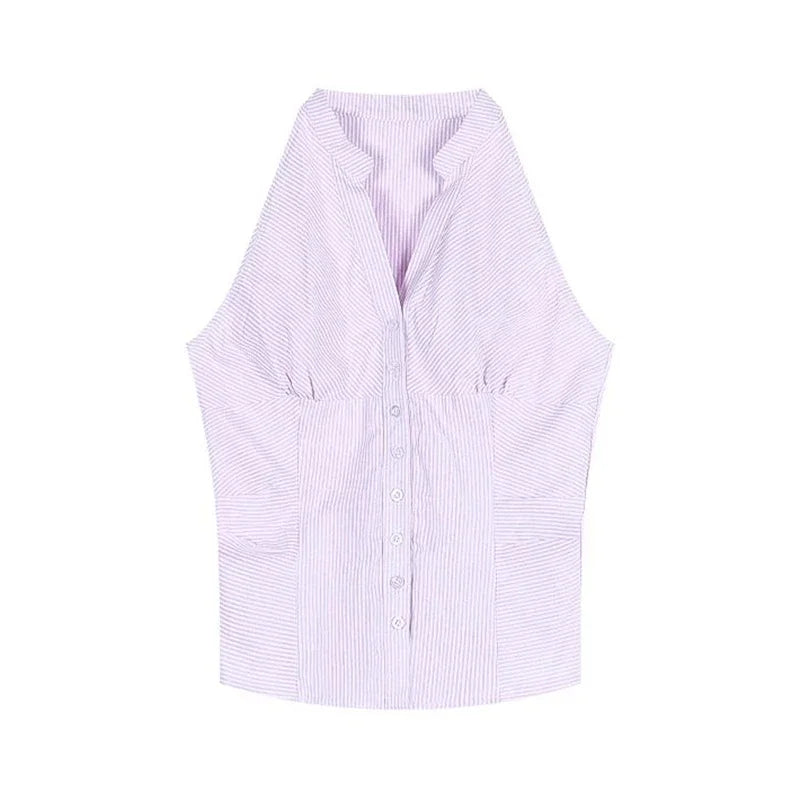 Women’s Asymmetrical Sleeveless Button Vest Top
