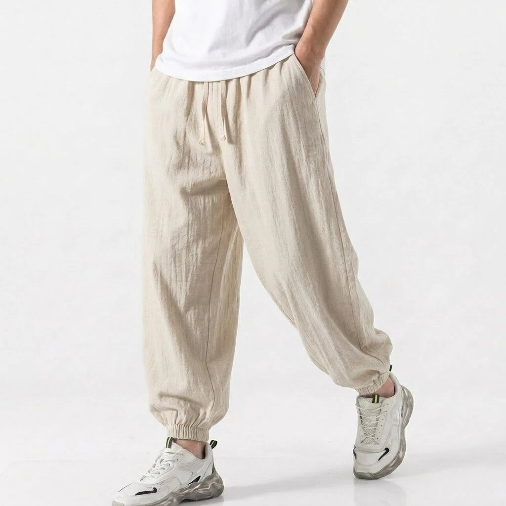 Men’s Cotton Linen Drawstring Jogger Pants
