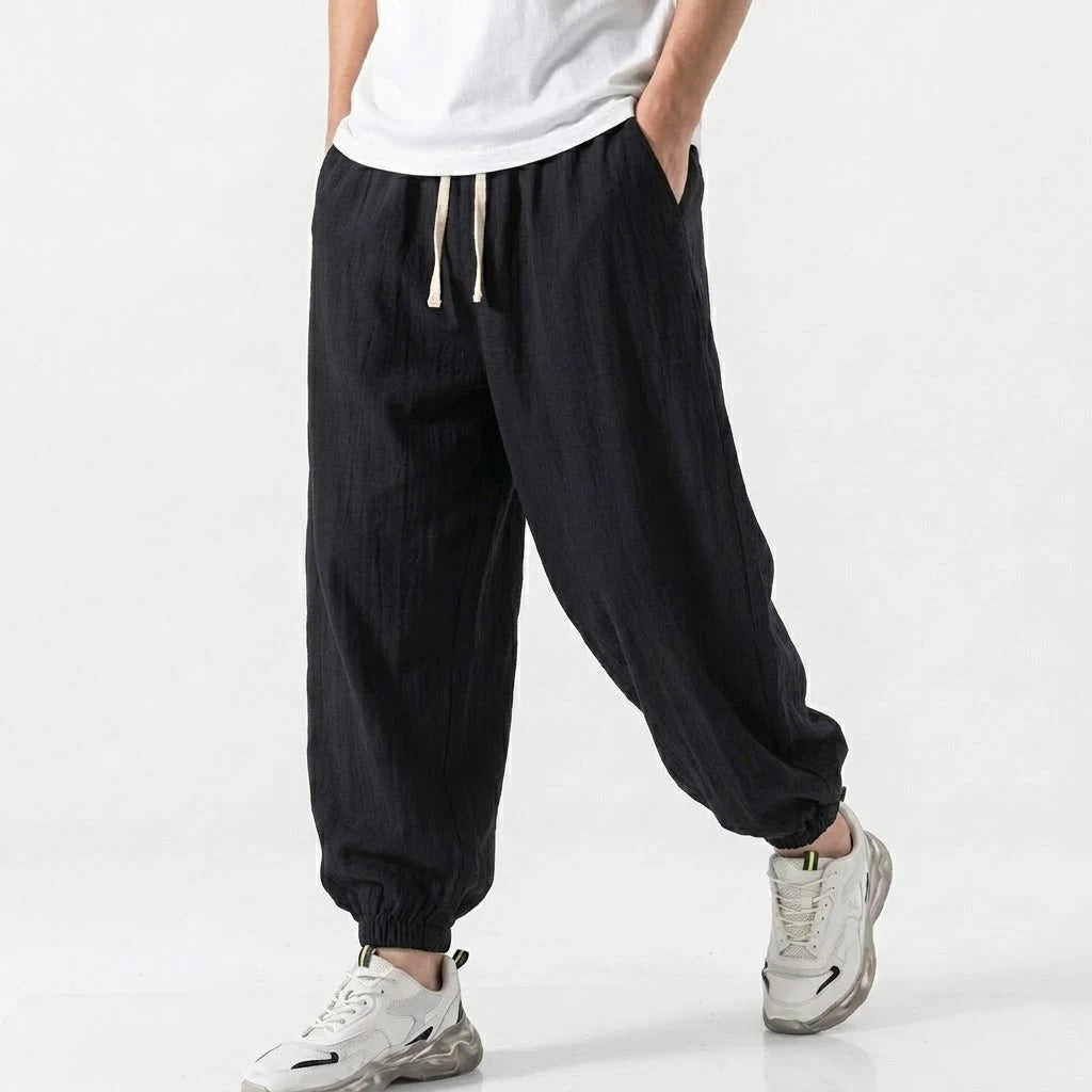 Men’s Cotton Linen Drawstring Jogger Pants