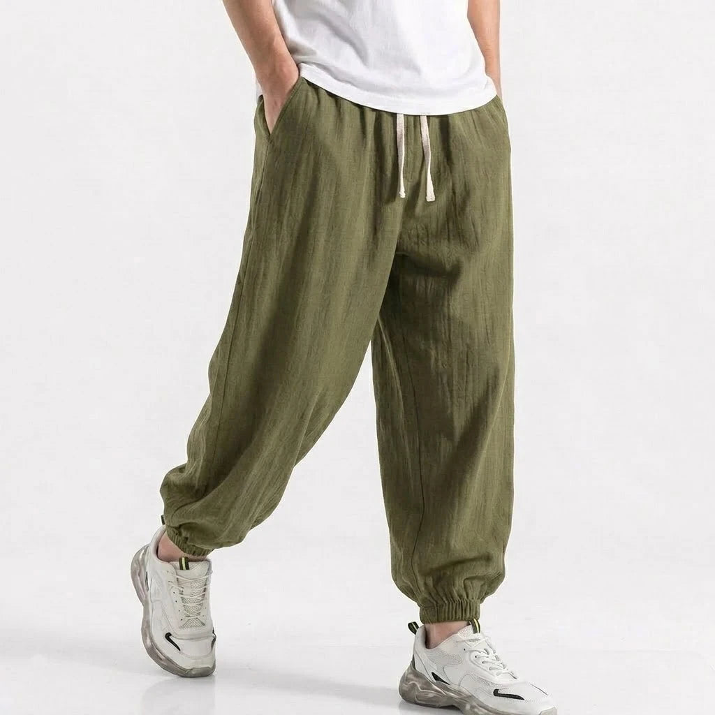 Men’s Cotton Linen Drawstring Jogger Pants