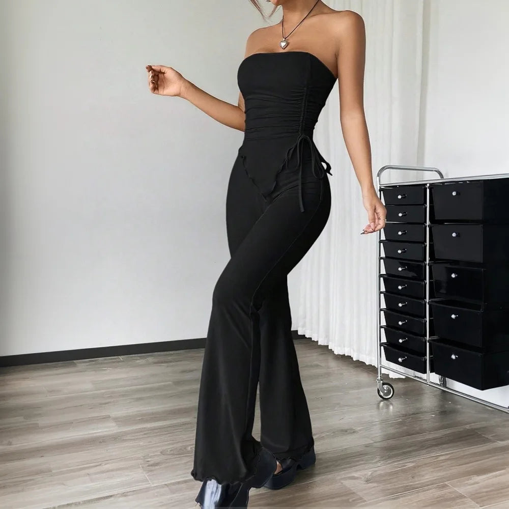 Nova Luxe Strapless Wide-Leg Jumpsuit Set
