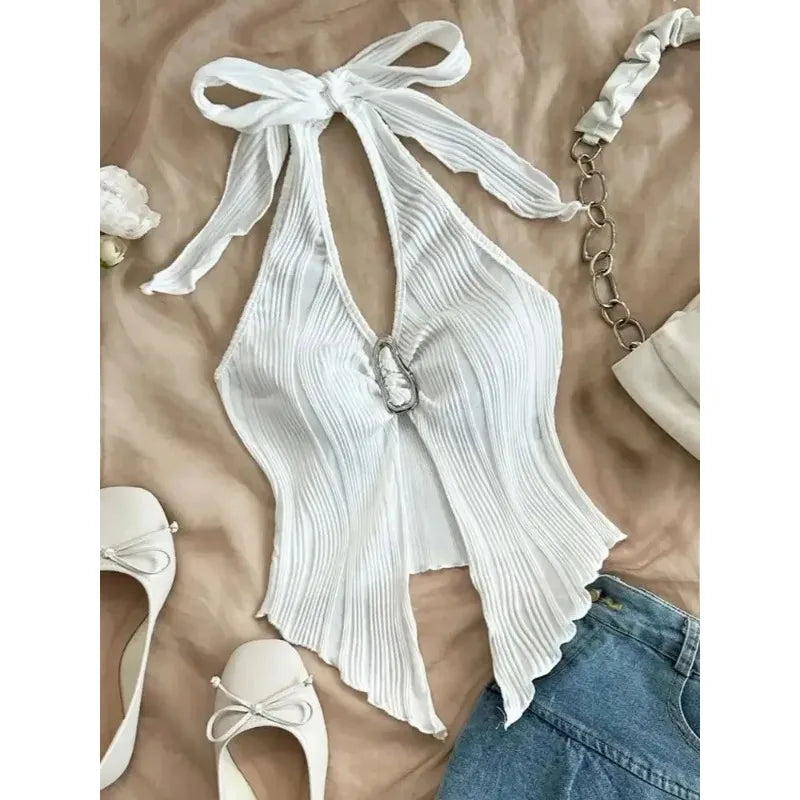 Women’s Sienna Ribbed Halter Crop Top