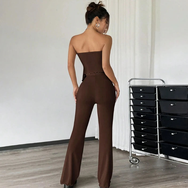 Nova Luxe Strapless Wide-Leg Jumpsuit Set
