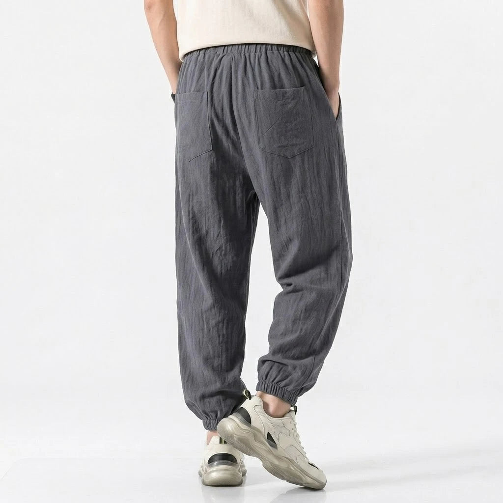 Men’s Cotton Linen Drawstring Jogger Pants