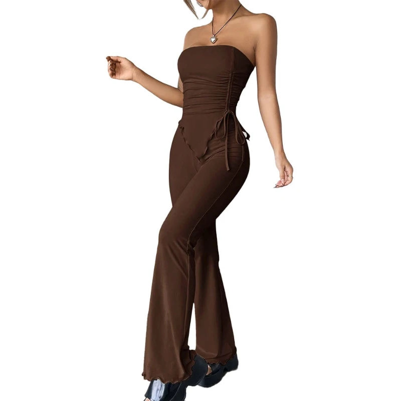 Nova Luxe Strapless Wide-Leg Jumpsuit Set